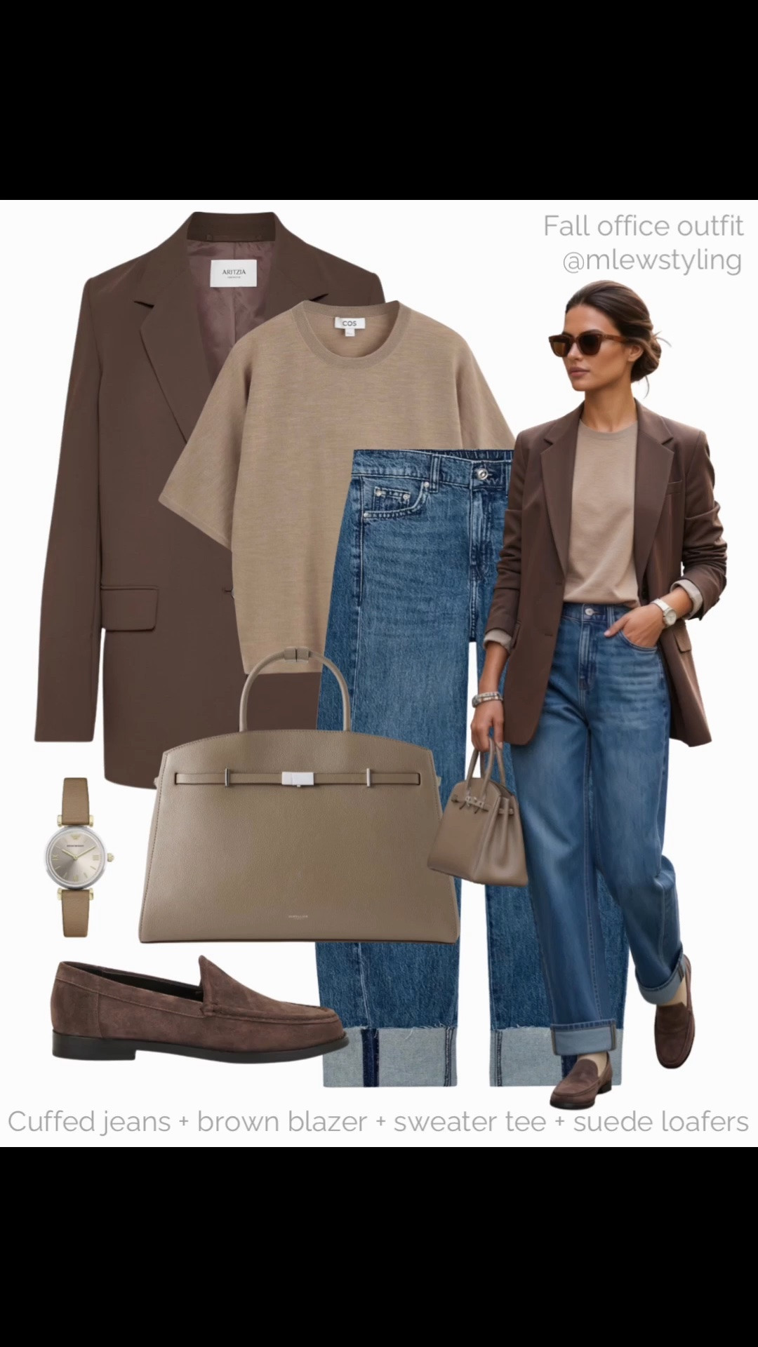 Fall office outfit with a brown blazer, sweater tee, cuffed jeans & suede loafers 🍂

#LTKfall #LTKjeans #LTKworkwear