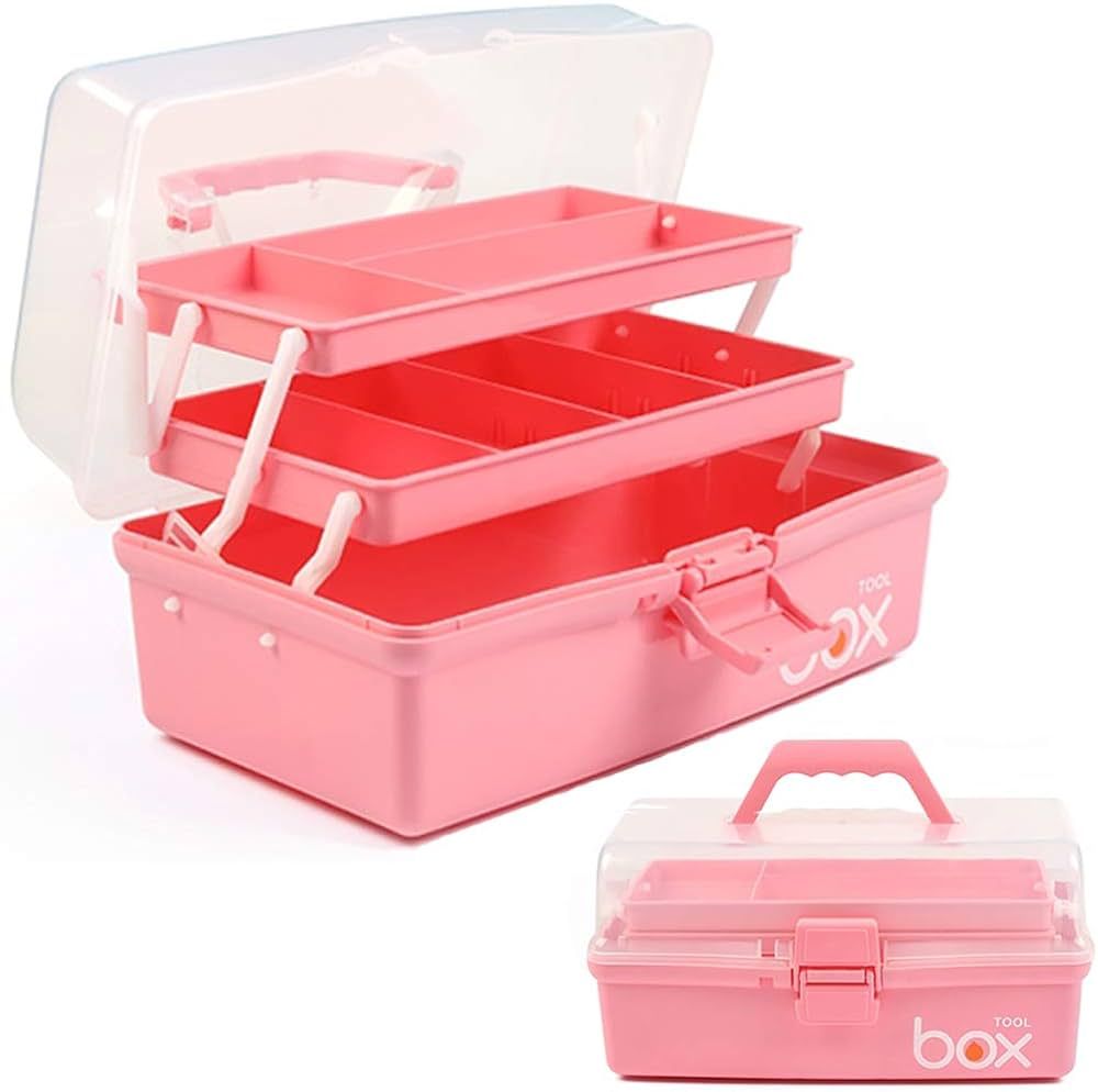 TERGOO 12in Three-Layer Multipurpose Storage Box Organizer Folding Tool Box/Art & Crafts Case/Sew... | Amazon (US)