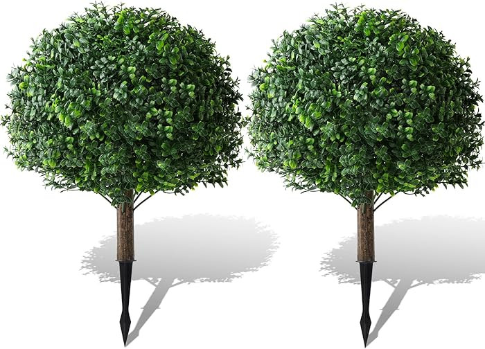 Faux Boxwood Balls for Outdoor Planters Topiary Set of 2,UV Resistant Artificial Shrub Bushes Tre... | Amazon (US)