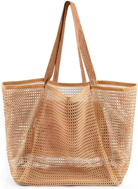 HOHOM Beach Bags for Women, Summer Travel Mesh Tote Bag with Large Inner Pocket, Sandproof Woven ... | Amazon (US)