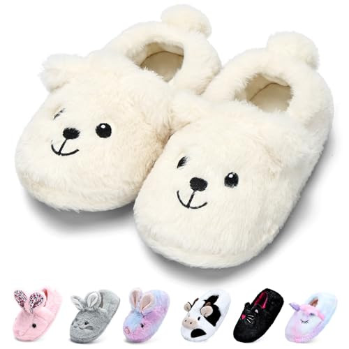 WateLves Toddler Slippers Unisex-Child Full Wrapped Bedroom Slipper Boys Girls Comfortable Winter House Shoes(Polar Bear,24/25) | Amazon (US)