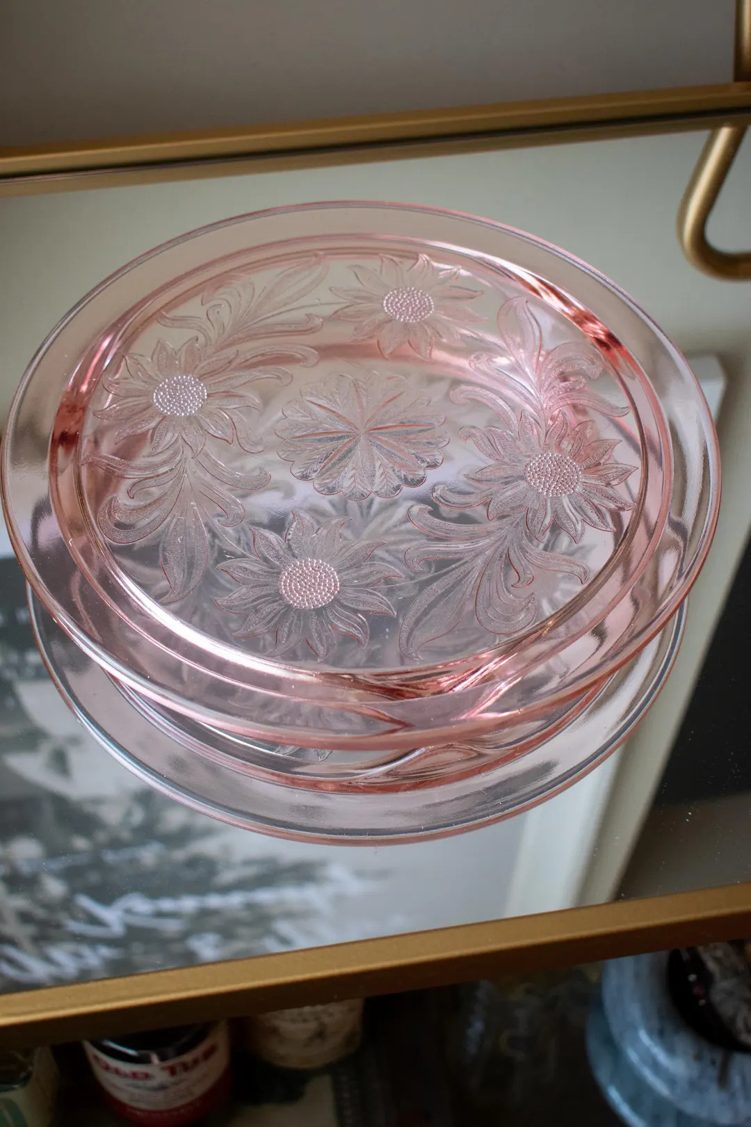 1930s Jeannette Glass Co. Pink Depression Glass Sunflower Footed Cake Stand - Etsy | Etsy (US)