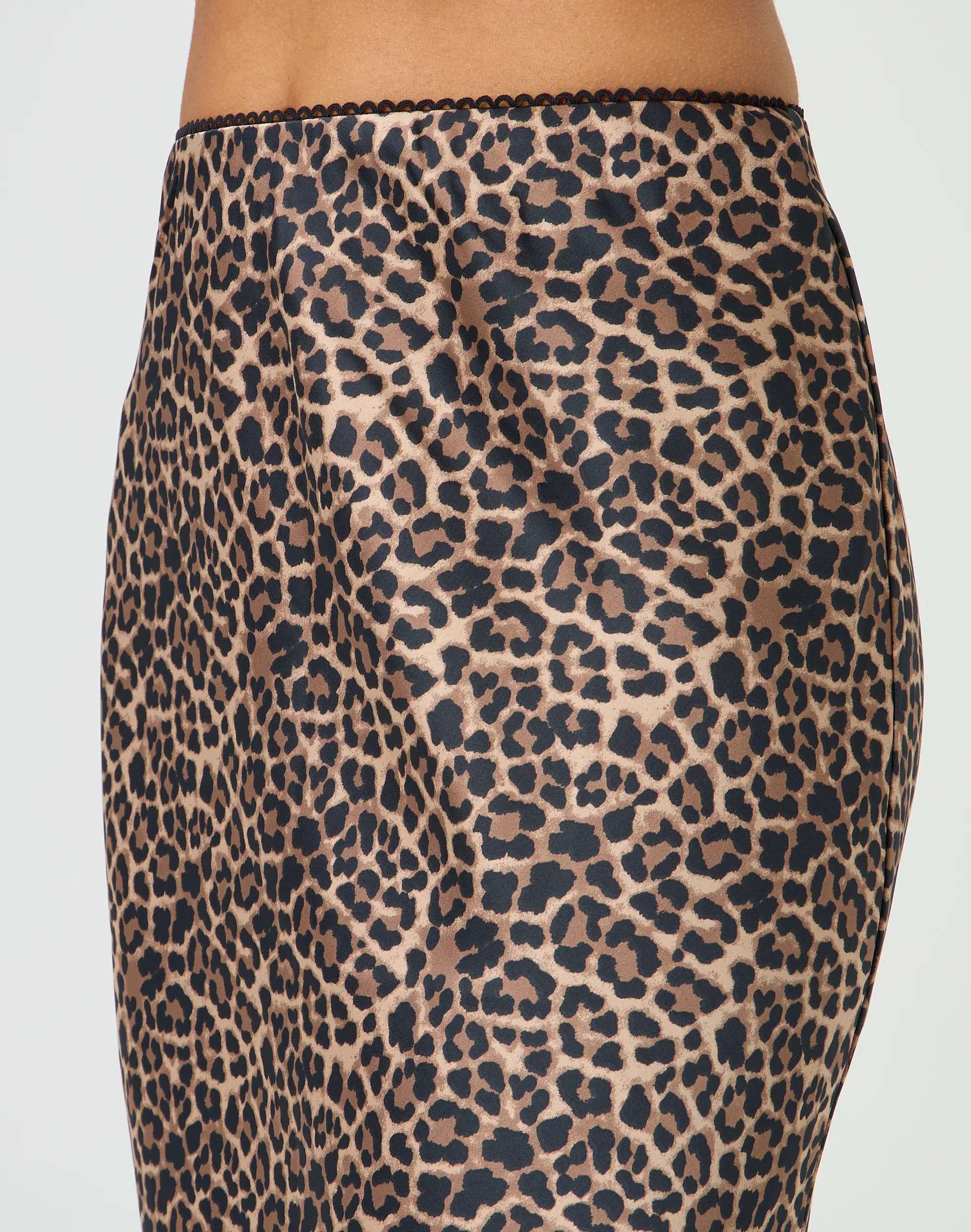 Picot Trim Satin Leopard Maxi Skirt | Glassons (Australia)