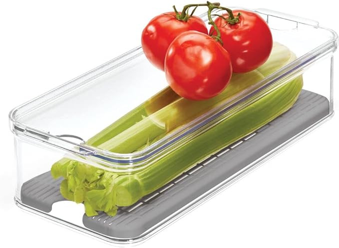 iDesign Crisp Produce Plastic Refrigerator and Modular Stacking Pantry Bin with Lid and Removable... | Amazon (US)