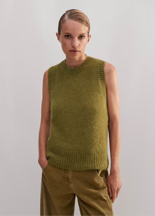 Alpaca Wool Textured Sweater Vest Alpaca Blend | ME+EM US