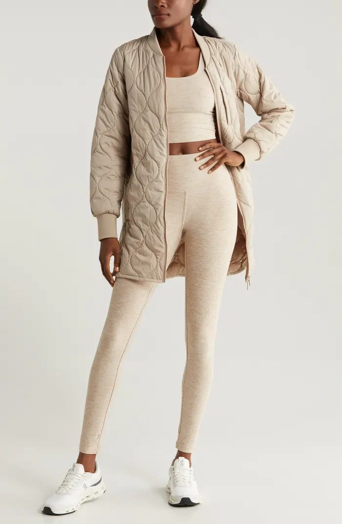 Zella Longline Onion Quilted Bomber Jacket | Nordstrom | Nordstrom