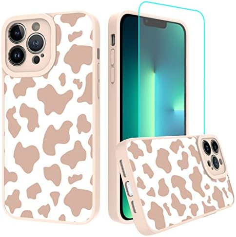 KANGHAR iPhone 13 Pro Max Case Cow Print Cute Pattern + Screen Protector Slim Fashion Soft Camera Pr | Amazon (US)