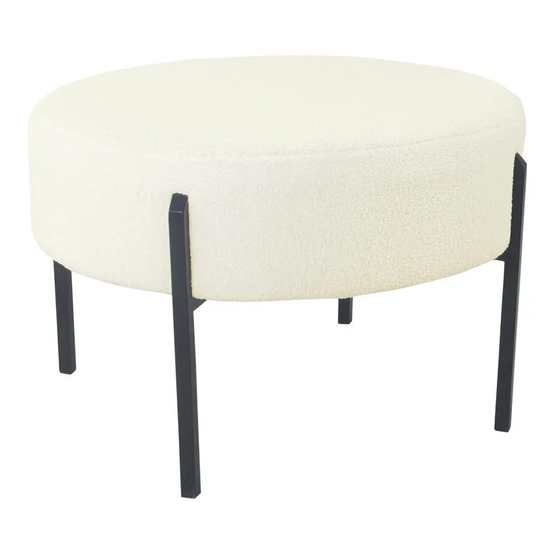 HomePop Sherpa Modern Metal and Fabric Ottoman in Cream Finish | Walmart (US)