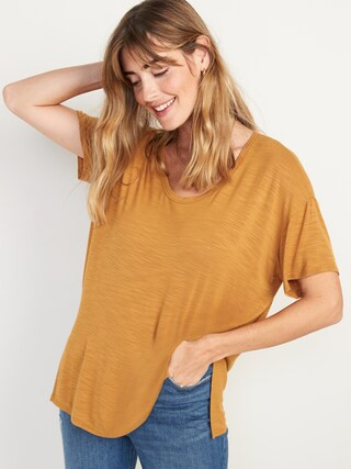Oversized Luxe Voop-Neck Tunic T-Shirt for Women | Old Navy (US)