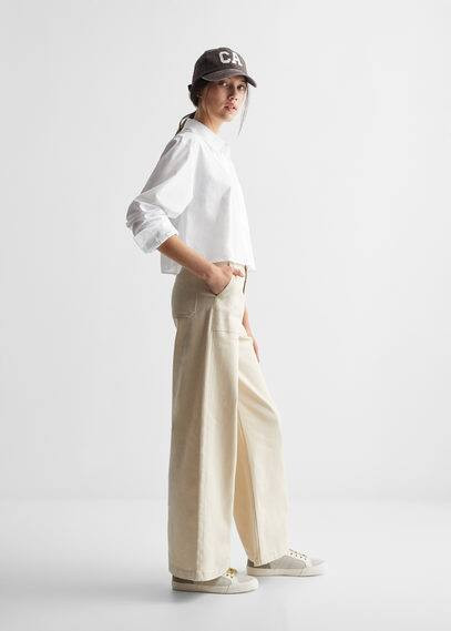 Cropped shirt white - Teenage girl - S - MANGO TEEN | MANGO (UK)