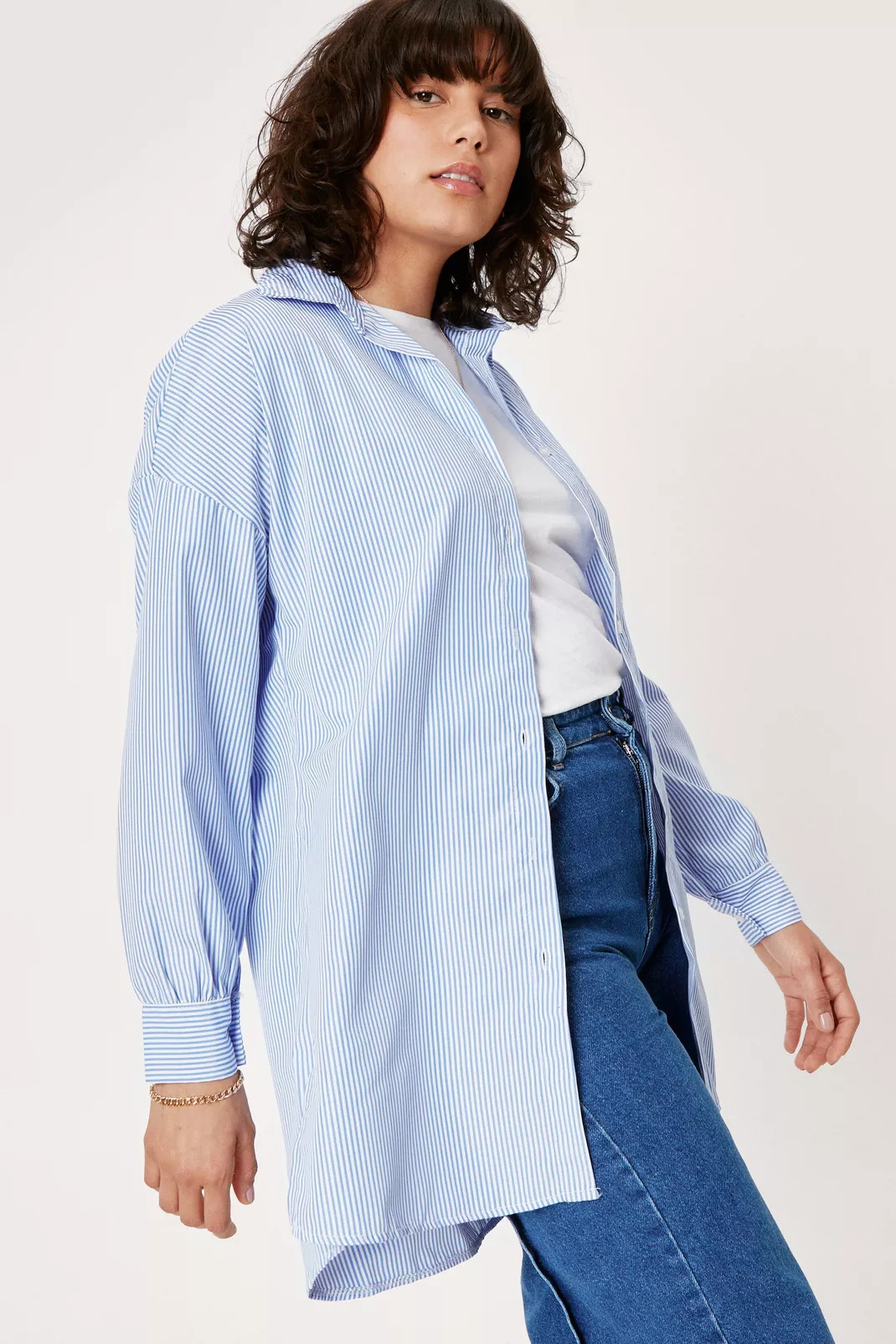 Pinstripe Long Sleeve Oversized Shirt | Nasty Gal (US)