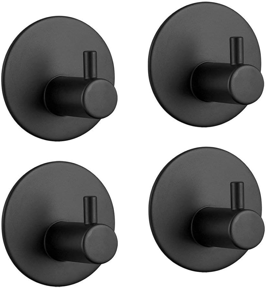 SouLips Adhesive Hooks, Self Adhesive Black Wall Mounted Hanger for Key Robe Coat Towel, Super St... | Amazon (US)