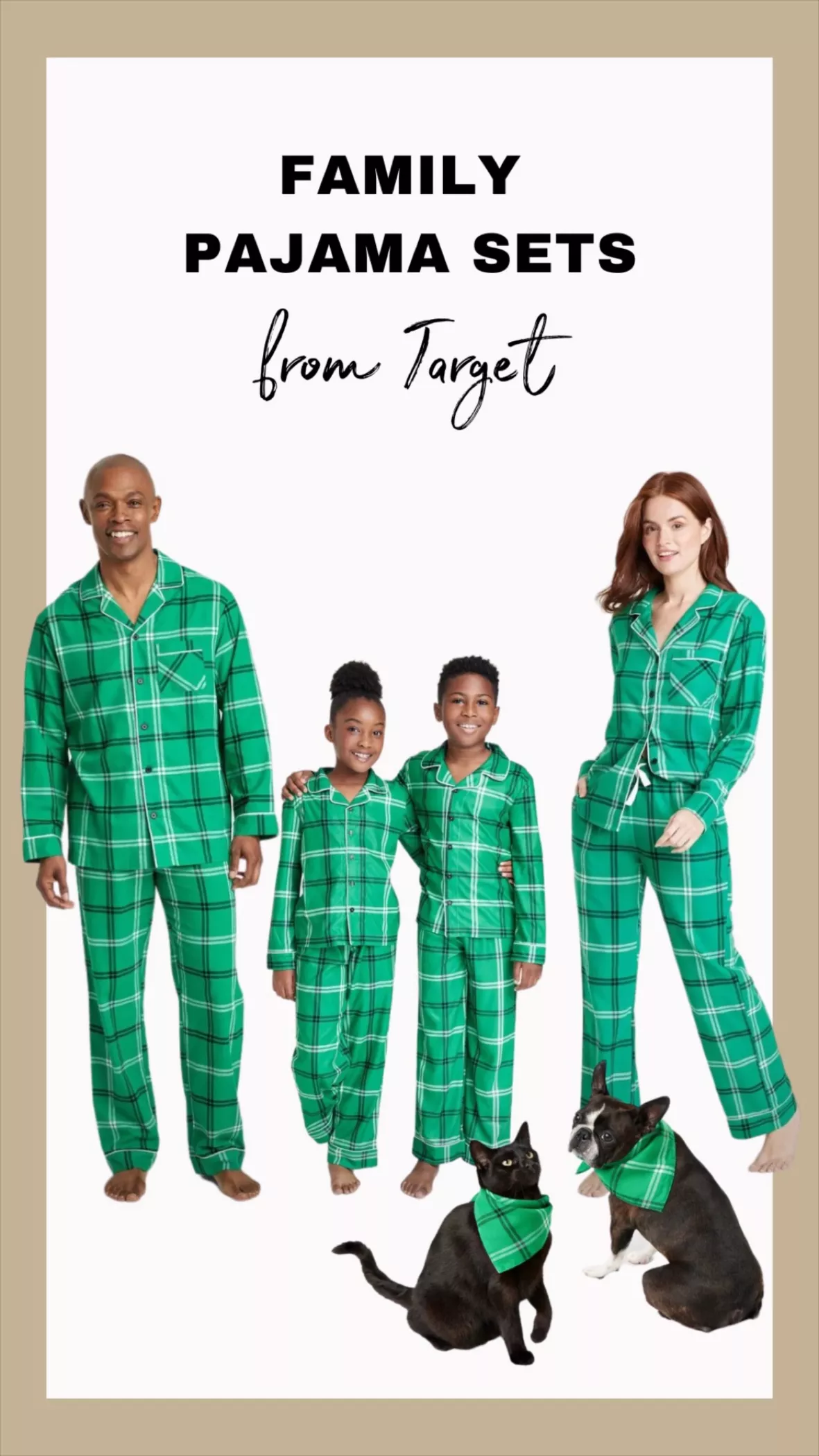 Green Plaid Matching Family Pajamas Set