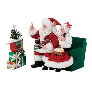 Santa Binge Sports Watching Figurine with Light Skin Tone | Things Remembered