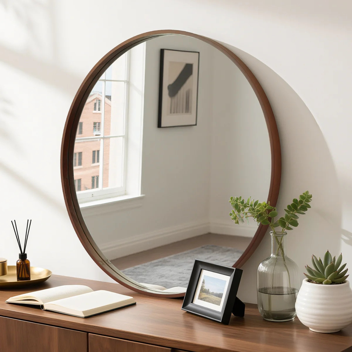 Karrina Accent Wood Round Mirror | Wayfair North America