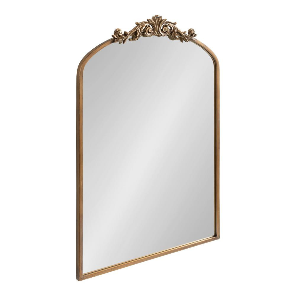 Kate and Laurel Arendahl 36 in. x 23.75 in. Traditional Arch Gold Framed Decorative Wall Mirror | The Home Depot