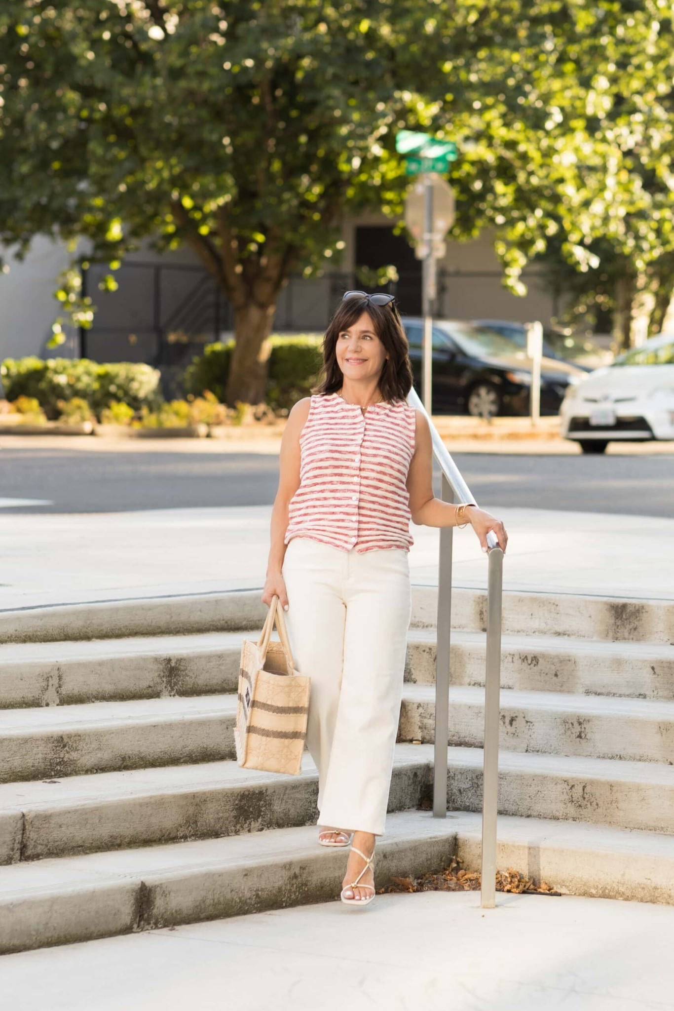 Late summer outfit inspo! You can also wear your ecru denim into fall and pair with a denim jacket✨

#LTKStyleTip #LTKSeasonal #LTKOver40