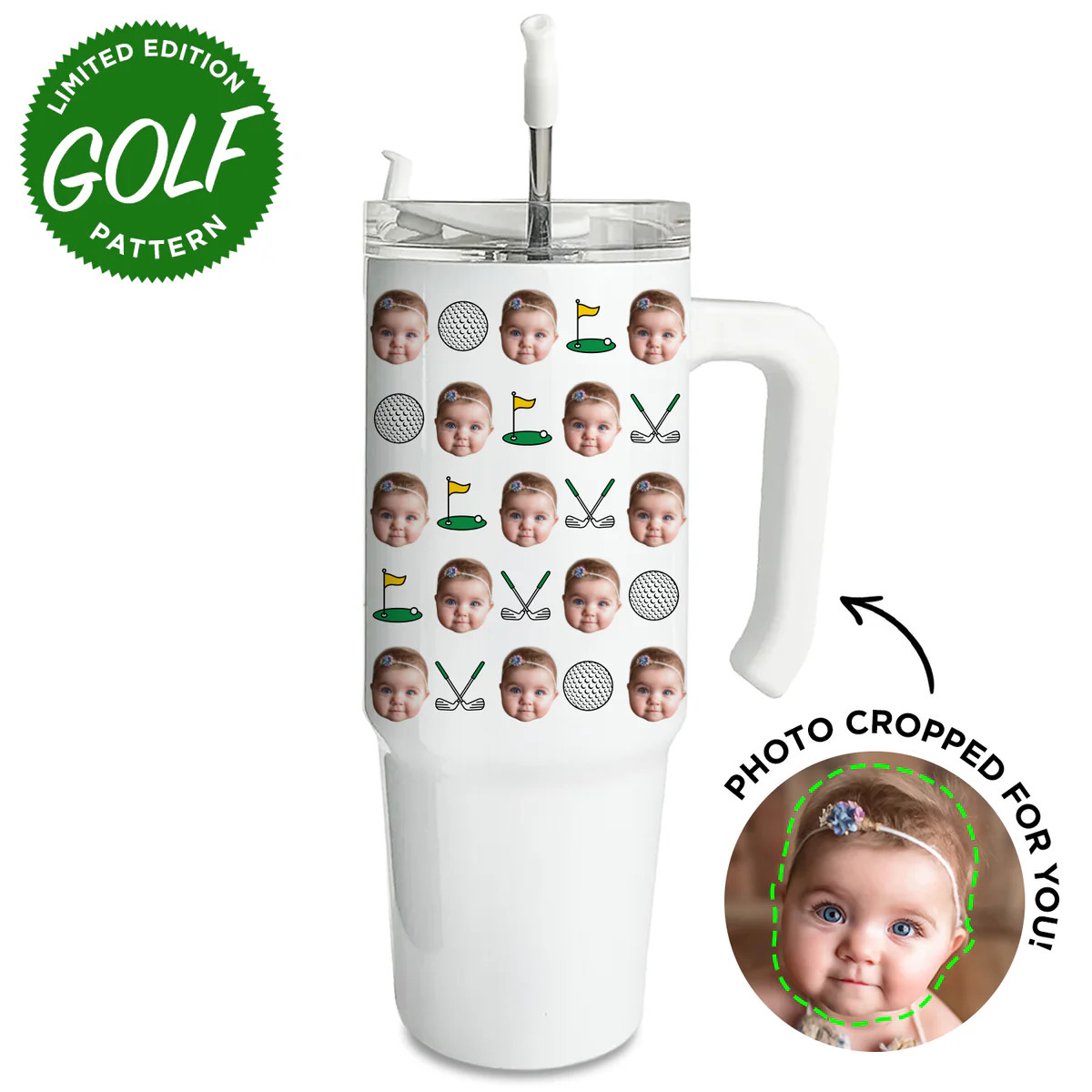 Personalized Golf Pattern Large Tumbler | Type League Press