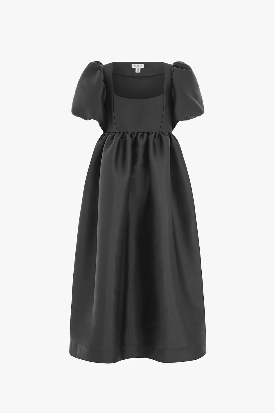 ALIGNE Puff Sleeve Satin Party Dress - Black | IVY | Aligne UK