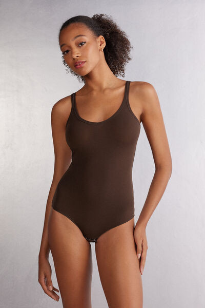 Intimissimi Ultralight Cotton Tank Bodysuit Woman Brown Size L | Intimissimi (US)