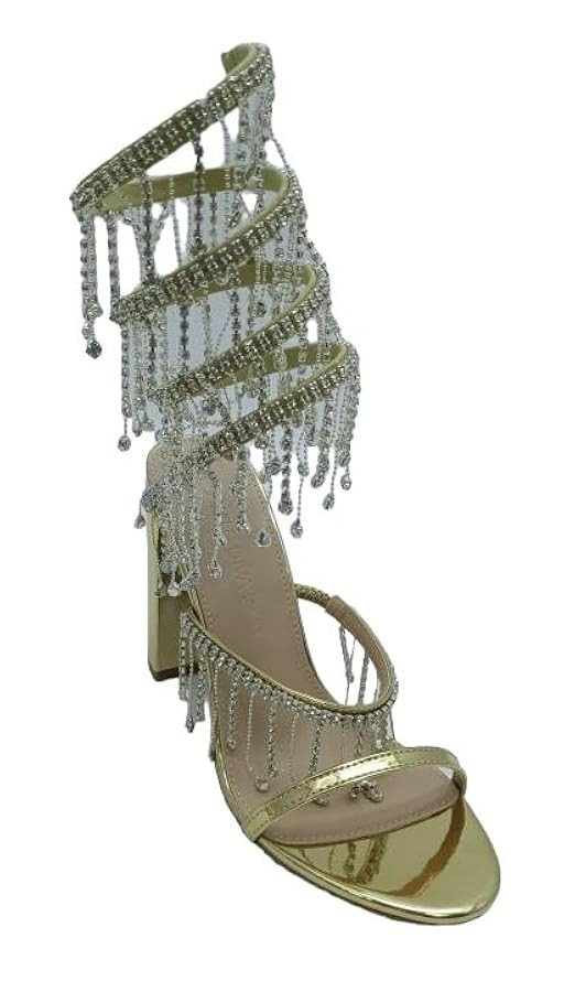 Wild Diva Women's Morris-605 Chandelier Embellished Rhinestone Spiral Coil Wrap Around Chunky Blo... | Amazon (US)