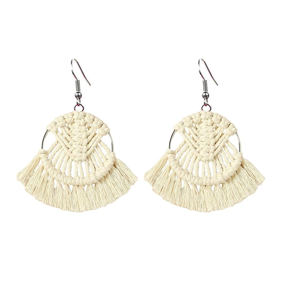 Bohemia Tassel Earrings Statement Handmade Dangle Ethnic Fringe Earrings Bamboo Weaving Geometric... | Amazon (US)