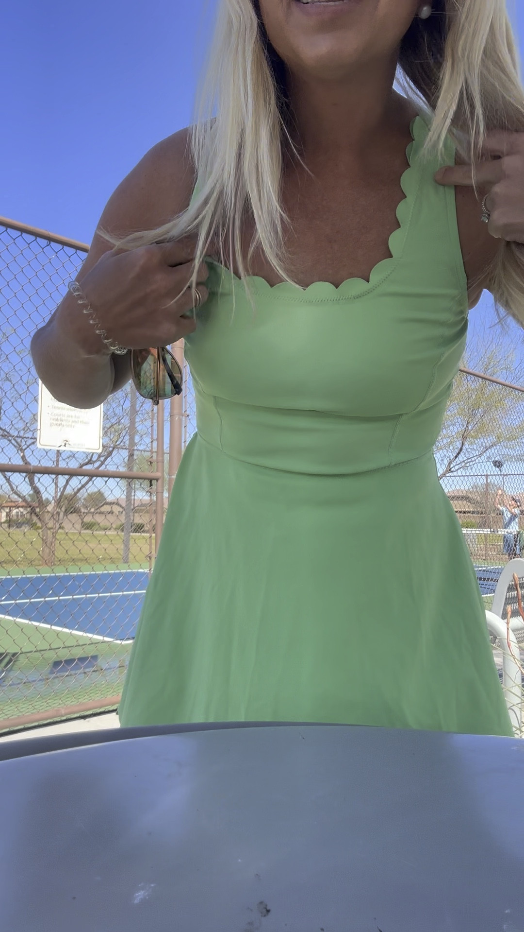 Amazon athletic dress! Shorts are separate! Built in bra. I’m wearing a size small 

Scallop. Pickleball. Tennis. Golf. Athlesiure. Casual. Workout. 

#LTKActive #LTKfindsunder50 #LTKfitness