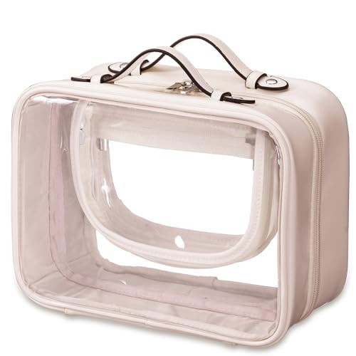 HBselect TSA Approved Toiletry Bag, Clear Makeup Bag Travel Toiletry Bag for Women Girls, Portable Waterproof Makeup Bag Organizer Cosmetic Bag Travel Accessories Essentials (Large Pink) | Amazon (US)