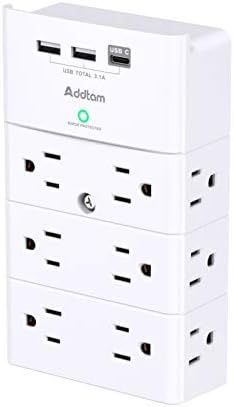 Multi Plug Outlet - Addtam Surge Protector Wall Mount with 12 Outlet Extender- 3 Sides and 3 USB ... | Amazon (US)