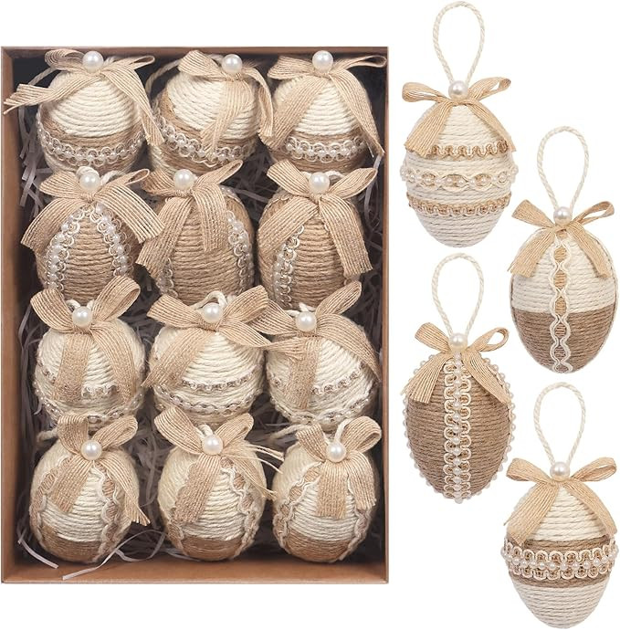 RoseCraft Easter Egg Decorations, 12PCS Boho Artificial Egg Easter Tree Hanging Ornaments, for Sp... | Amazon (US)