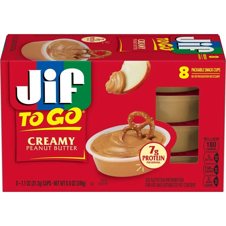 Jif To Go Creamy Peanut Butter, 8 Cups, 1.1 oz Each | Walmart (US)