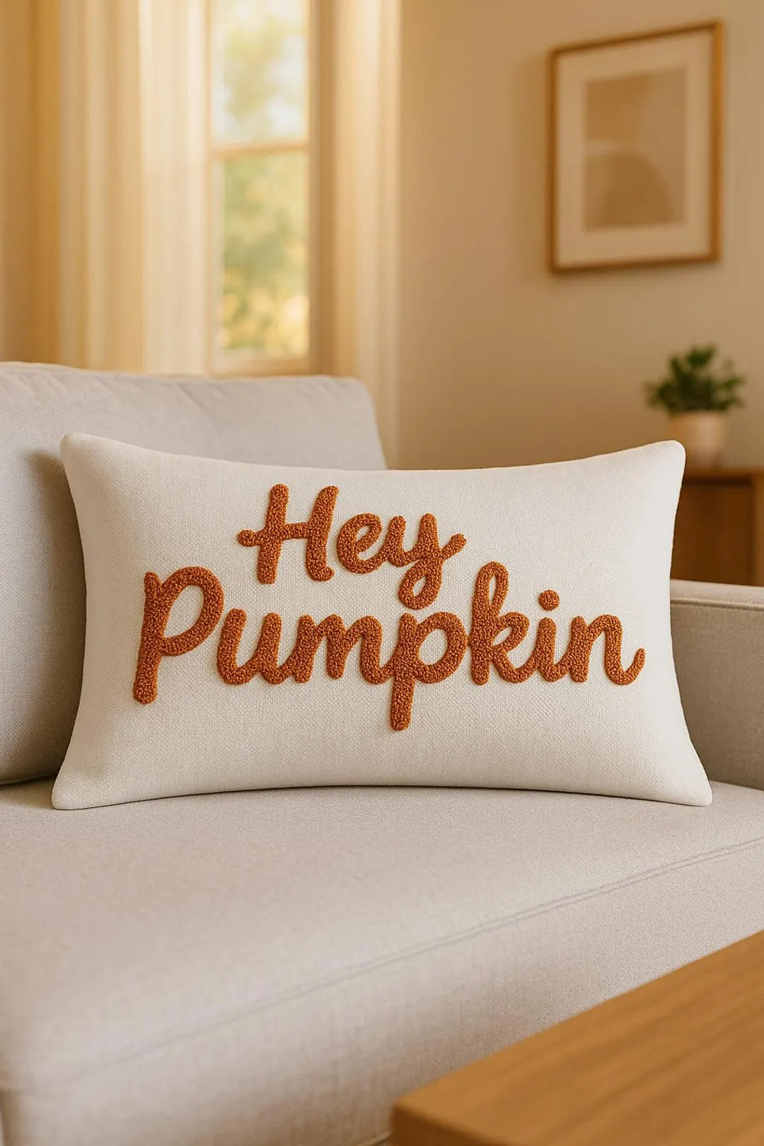 Custom Halloween Pumpkin Pillow, Hey Pumpkin Cushion, Fall Spooky Decor, Handmade Punch Needle Cu... | Etsy (US)