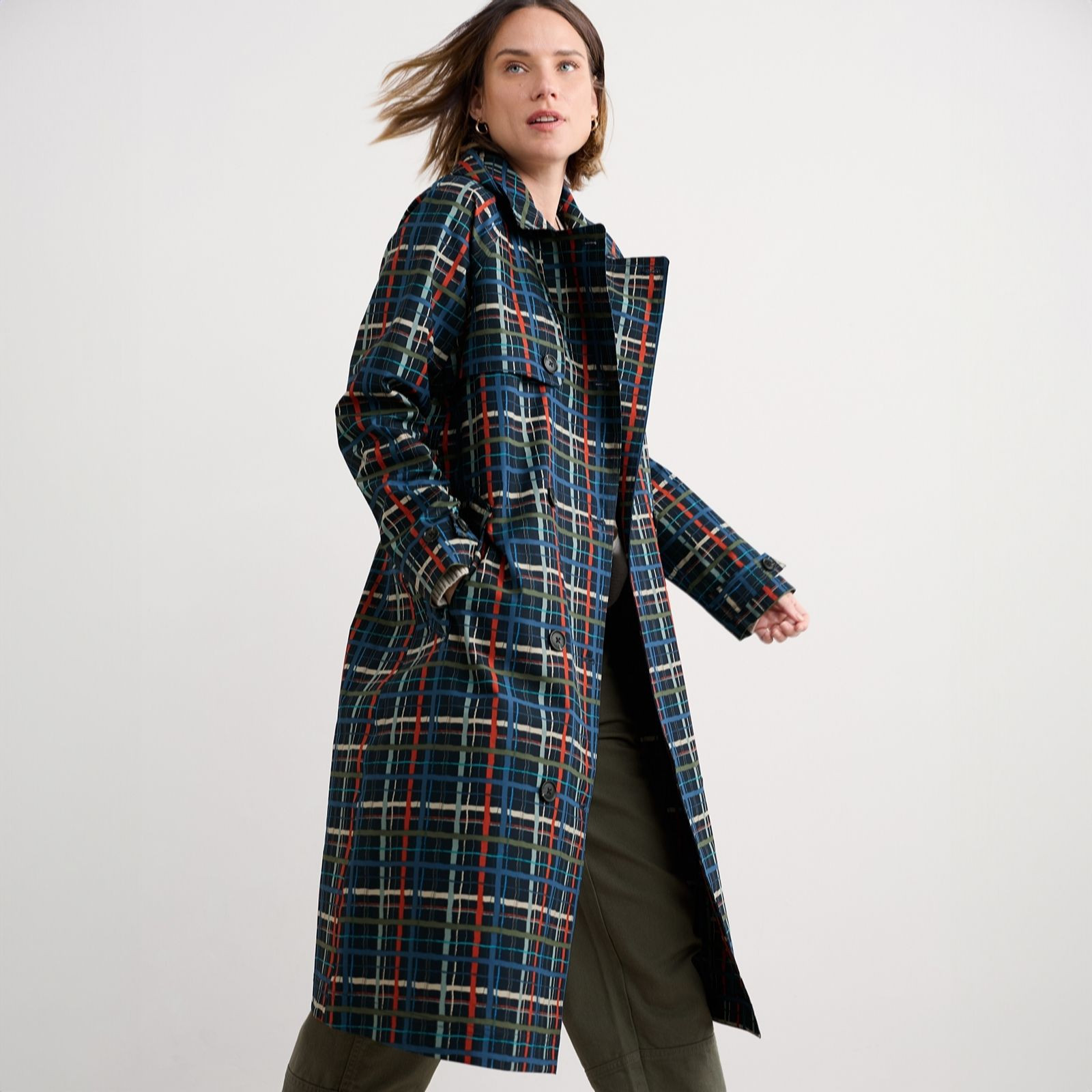 Seasalt Cornwall Penweathers Check Trench Coat | QVC UK