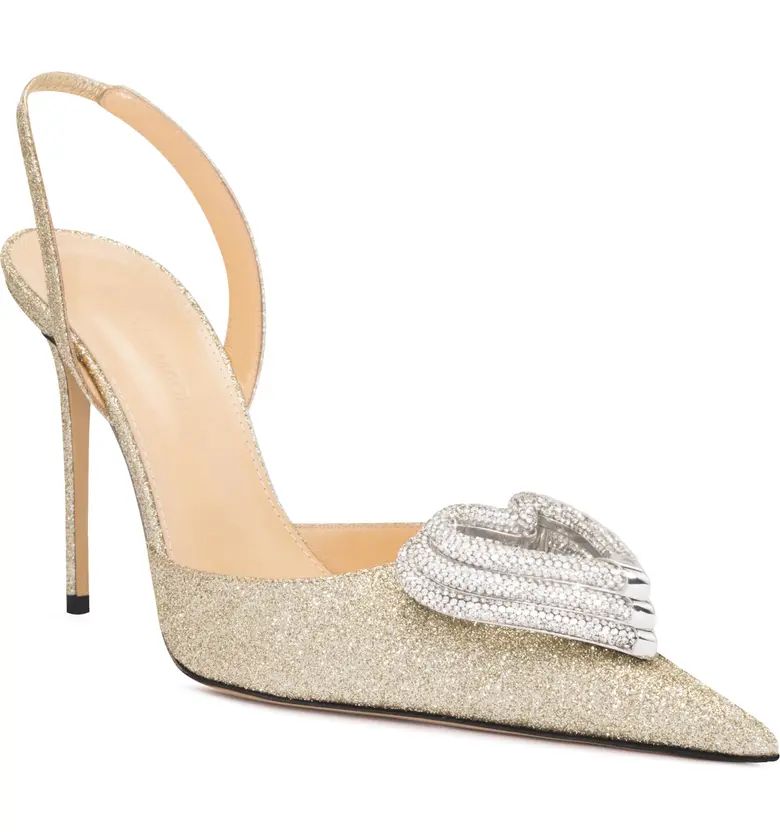 Mach & Mach Triple Heart Glitter Pointed Toe Slingback Pump (Women) | Nordstrom | Nordstrom