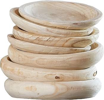 Santa Barbara Design Studio Wood Serving Bowl, Hand Carved Paulownia Wood Fruit Bowl/Wood Decor, ... | Amazon (US)