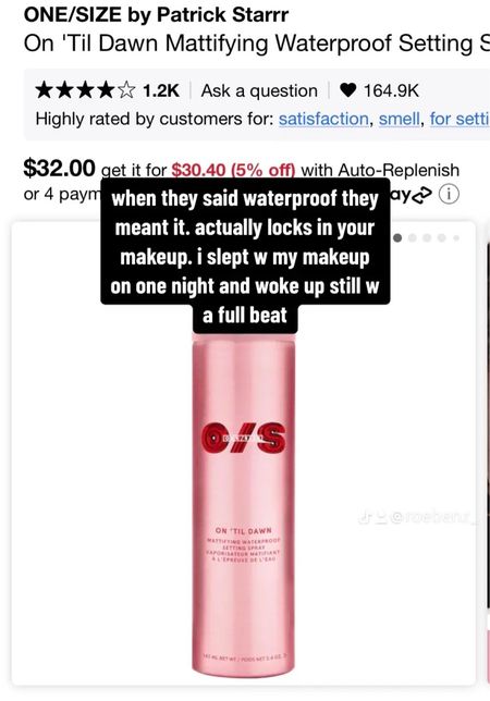 One Size setting spray
actually glues your makeup to your face 

makeup 
beauty 
sephora sale
gifts for her 
christmas 

#LTKbeauty #LTKHolidaySale #LTKGiftGuide