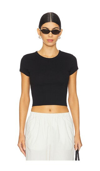 Supima Baby Cropped Tee in Black | Revolve Clothing (Global)
