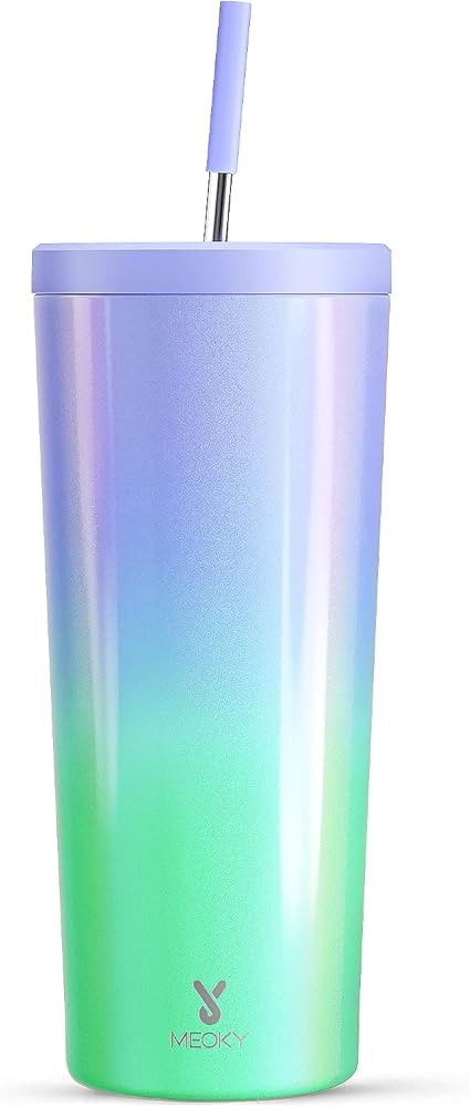 Meoky 24 oz Insulated Tumbler with Lid and Straw, Stainless Steel Vacuum Insulated Tumbler, Keeps... | Amazon (US)