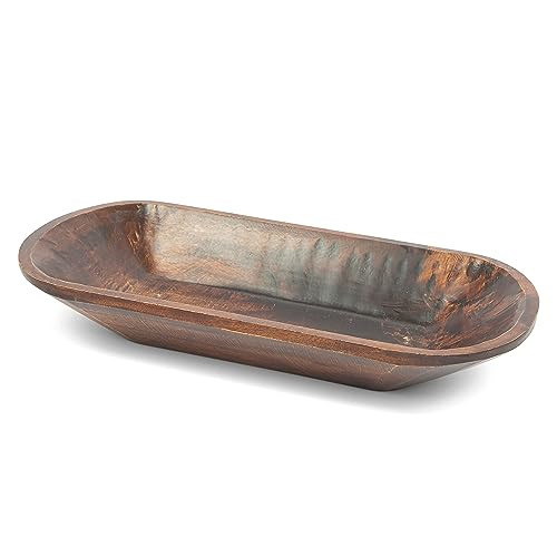 Dough Bowl For Decor - Wooden Dough Bowl - Wooden Bowls for Decor - Decorative Wooden Bowl - Dough Bowls Large Wooden - Wooden Dough Bowls for Decor - Wood Dough Bowl - Large Wooden (Large, Brown) | Amazon (US)