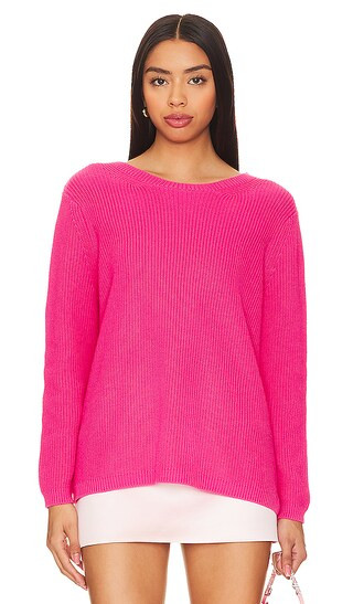 Emma Crewneck Sweater in Shocking Pink | Revolve Clothing (Global)