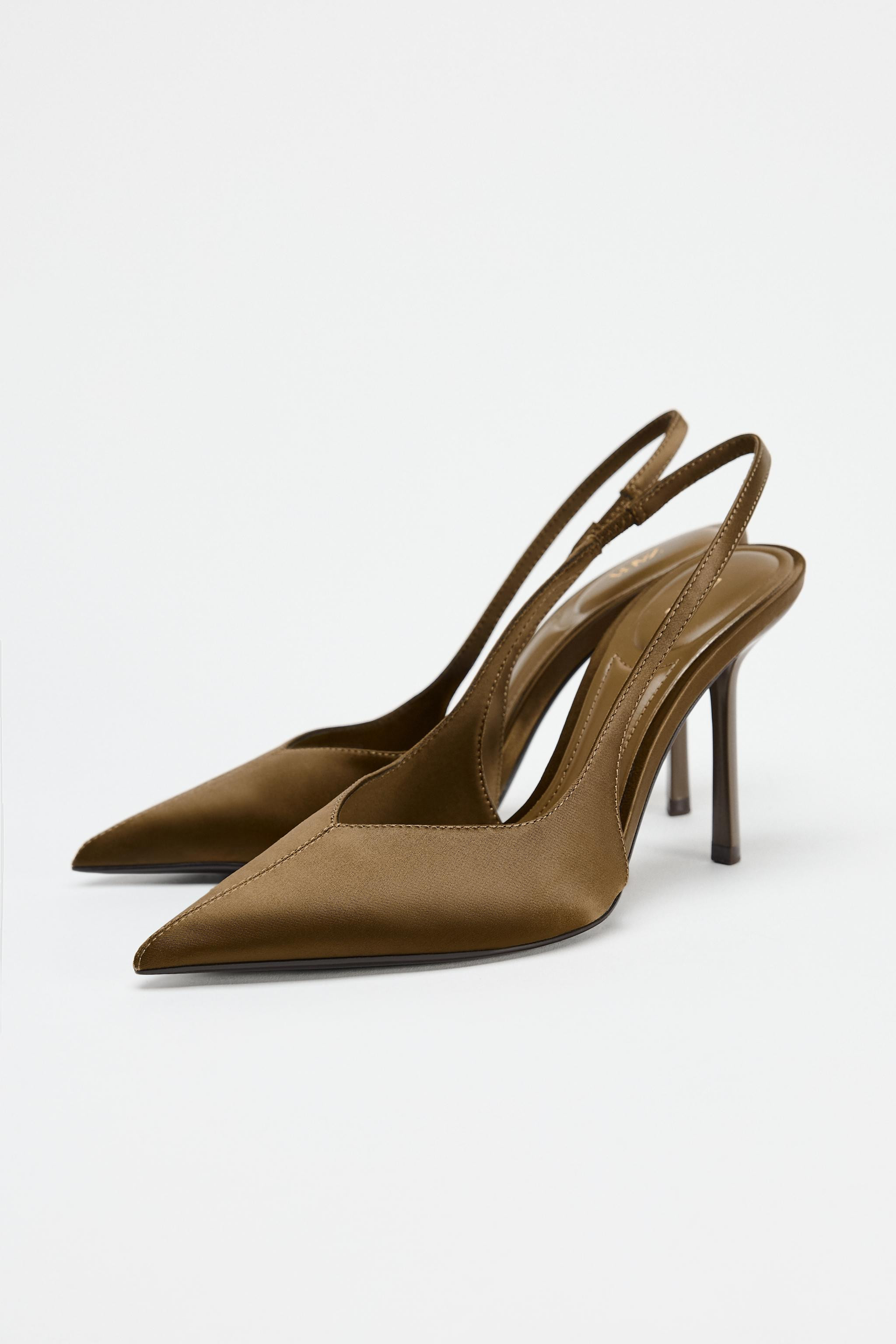 SATIN EFFECT HEELED SLINGBACKS | Zara US