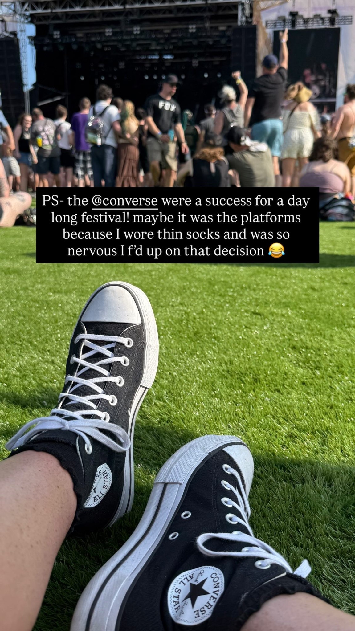 PS- the @converse were a success for a day long festival! maybe it was the platforms because I wore thin socks and was so nervous I f’d up on that decision 😂