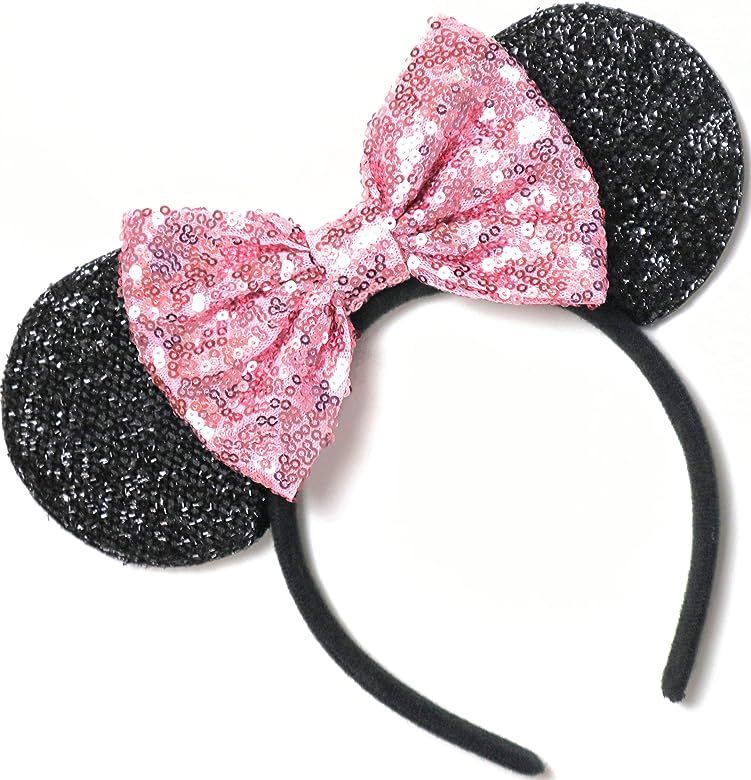 Pink Mickey Ears, Rainbow Minnie Mouse Ears, Sparkly Minnie Ears, Mouse Ears,Handmade, one Size f... | Amazon (US)