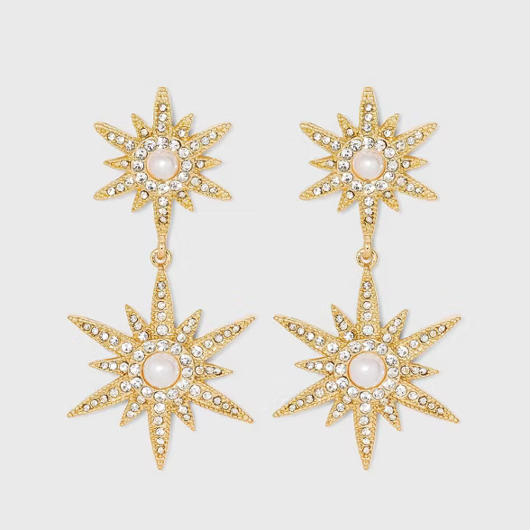 SUGARFIX by BaubleBar Stacked Starburst Drop Earrings - Gold | Target