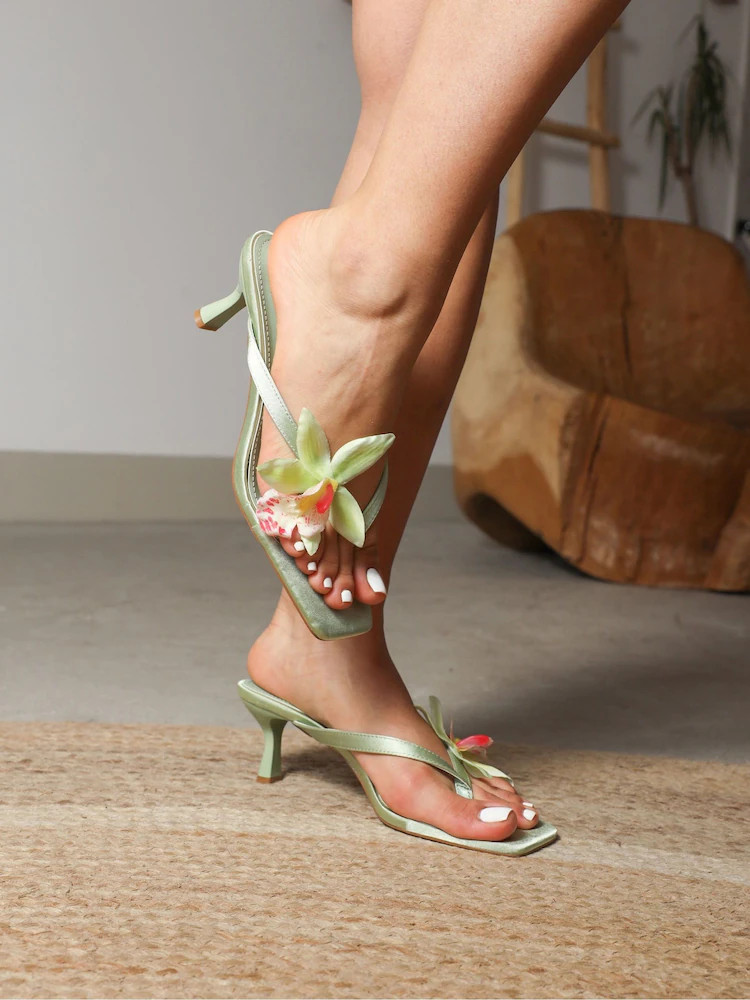 Simmi London Green Ruby Flower Detail Mules | Next US