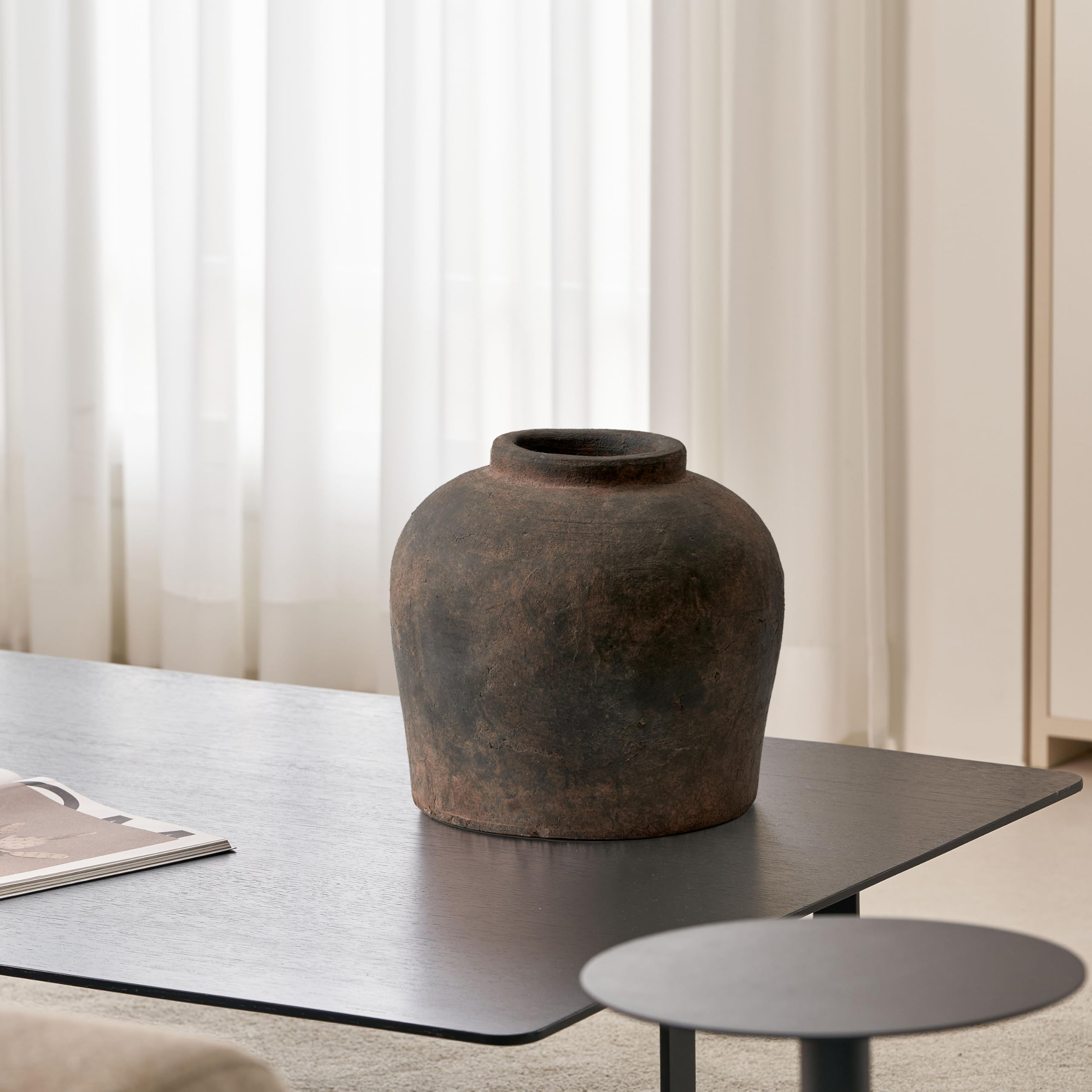 LB2 Brown Ceramic Large Vase, 11" Tall Zen Style vase, Terra Cotta Pitcher, Distressed Farmhouse ... | Amazon (US)