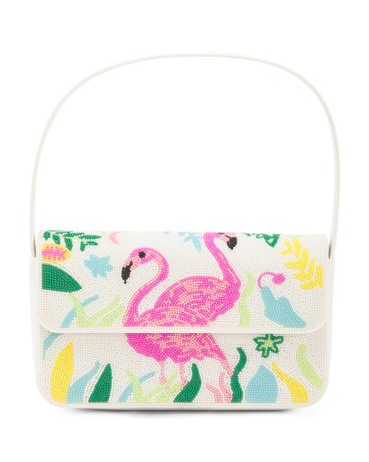 Beaded Flamingo Shoulder Bag | TJ Maxx