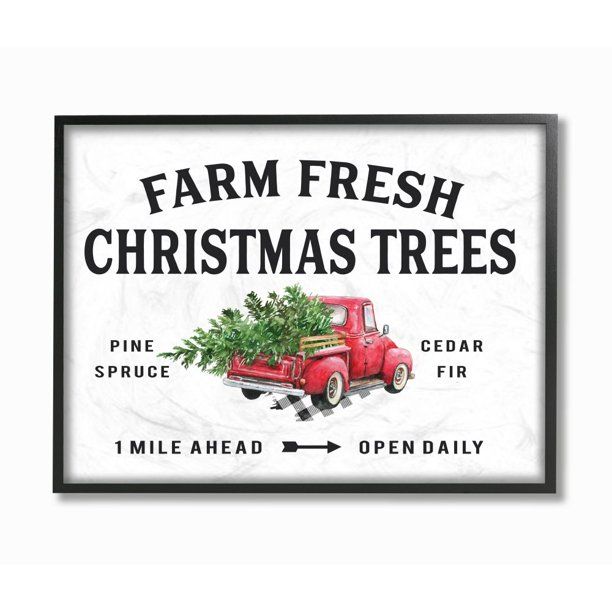 Stupell Industries Farm Fresh Christmas Trees Red Truck Holiday Word DesignFramed Wall Art By Art... | Walmart (US)