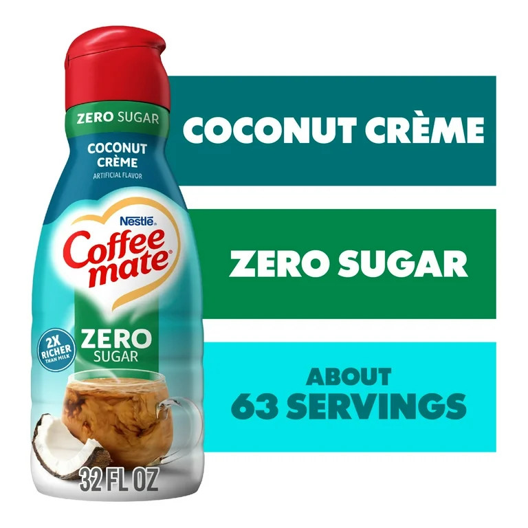 Nestle Coffee Mate Zero Sugar Coconut Creme Liquid Coffee Creamer, 32 fl oz Bottle | Walmart (US)
