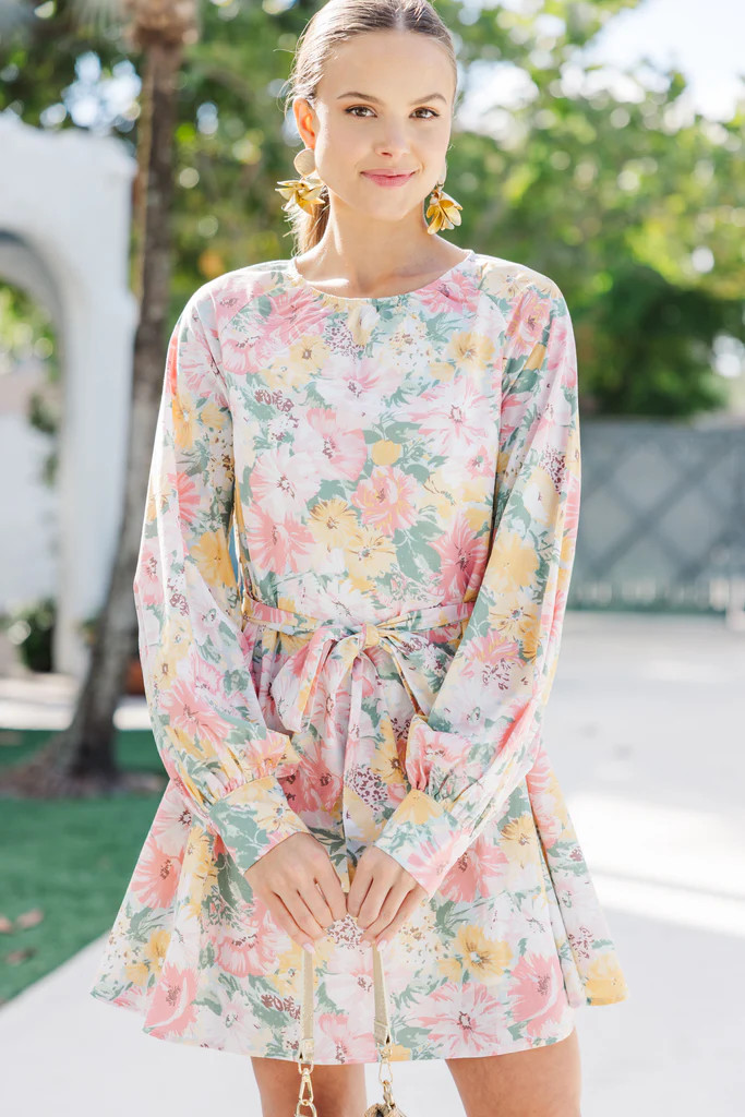 In Your Love Pink Floral Tied Waist Dress | The Mint Julep Boutique